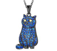 Whimsical Oriental Shorthair, Simese, and Bombay Pendant Necklace - Different Breeds of Cats- Sparkling Synthetic Zirconia Crystals, Durable Stainless Steel Chain, Ideal Gift for Fashion-Conscious Men