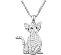 Whimsical Oriental Shorthair, Simese, and Bombay Pendant Necklace - Different Breeds of Cats- Sparkling Synthetic Zirconia Crystals, Durable Stainless Steel Chain, Ideal Gift for Fashion-Conscious Men