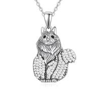 Whimsical Oriental Shorthair, Simese, and Bombay Pendant Necklace - Different Breeds of Cats- Sparkling Synthetic Zirconia Crystals, Durable Stainless Steel Chain, Ideal Gift for Fashion-Conscious Men