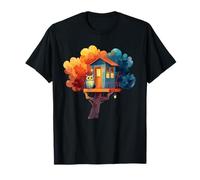 Whimsical Owl in Cozy Autumn Treehouse Night T-Shirt
