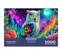 Whimsical Owl Thick Cardboard Flowers Moon Jigsaw Puzzle Bundle Family Puzzle Lovers Brain Training Stress Relief Puzzle Gift for Teen Puzzle Fans 12-18 70x50cm/1000pcs
