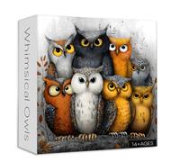 Whimsical Owls Jigsaw Puzzle 1000 Pieces, Funny Owl Puzzles for Adults Whimsy Birds, Larkipuzz Unique Impossible Cute Animals Theme as Home Decor