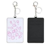 Whimsical Pastel Swipe Card Holder with Key Ring Bus Pass Holder for Men Women with 2 Card Slots Slim Wallet for Nurse Teacher Student Meal Bank Credit Cards Daily Use Delivery Driver Accessories