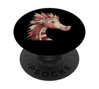 Whimsical Patchwork Dragon Head Quilting Fantasy PopSockets Adhesive PopGrip