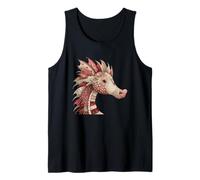 Whimsical Patchwork Dragon Head Quilting Fantasy Tank Top
