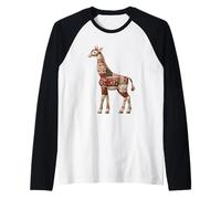 Whimsical Patchwork Giraffe Floral Nursery Raglan Baseball Tee