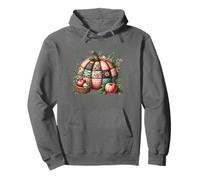 Whimsical Patchwork Pumpkin Design - Cozy Autumn Folk Art Pullover Hoodie