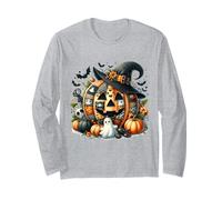 Whimsical Patchwork Pumpkin Design - Cozy Halloween Folk Art Long Sleeve T-Shirt