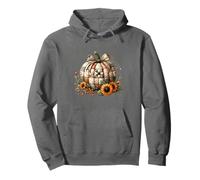 Whimsical Patchwork Pumpkin Design - Cozy Halloween Folk Art Pullover Hoodie