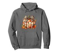 Whimsical Patchwork Pumpkin Design - Cozy Halloween Folk Art Pullover Hoodie