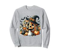 Whimsical Patchwork Pumpkin Design - Cozy Halloween Folk Art Sweatshirt