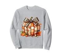 Whimsical Patchwork Pumpkin Design - Cozy Halloween Folk Art Sweatshirt
