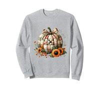Whimsical Patchwork Pumpkin Design - Cozy Halloween Folk Art Sweatshirt