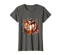 Whimsical Patchwork Pumpkin Design - Cozy Halloween Folk Art T-Shirt