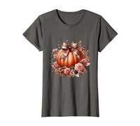Whimsical Patchwork Pumpkin Design - Cozy Halloween Folk Art T-Shirt