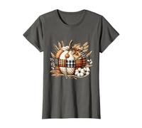 Whimsical Patchwork Pumpkin Design - Cozy Halloween Folk Art T-Shirt