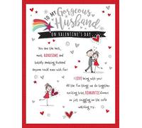 Whimsical - People Valentines Card Husband - 8 x 6 inches - Piccadilly Greetings