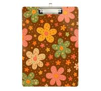 Whimsical Petal Flowers Floral Prints Clipboard Acrylic Portable Clipboard Wordpad Clipboards Standard Size, A4 Letter Size 12.5 x 9 Inches Silver Clip