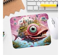 Whimsical Pop Surrealism Mouse Pad - Premium Textured Waterproof Desk Mousepad with Printed Design, Non-Slip Rubber Base - Durable Gaming and Office Accessory