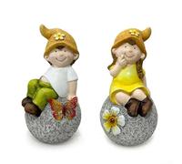 Whimsical porcelain garden gnome statue for decorating For Courtyards, porches, gardens, and indoor areas, created to withstand elements and add charm (C)