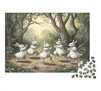 Whimsical Rabbits-Forest Dance Illustration 1000pc Jigsaw with Perfect Snap Fit Colourful Jigsaws for An After-school Puzzle Activity for Children And Parents 38x26cm/1000pcs