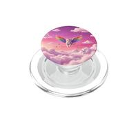 Whimsical Rainbow Cat Flying Pink Sky Cute Fantasy Accessory PopSockets PopGrip for MagSafe