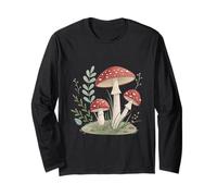 Whimsical Red Toadstools in Garden Meadow Long Sleeve T-Shirt