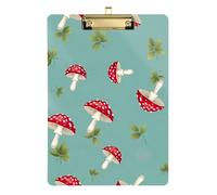 Whimsical Red White Mushrooms Clipboard Writing Clipboards Cute Decorative Letter Size Clipboards with Low Profile Metal Clip for Women Men Teachers Nurses