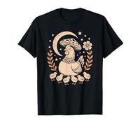 Whimsical Retro Hen Resting Under A Cottagecore Fungi T-Shirt