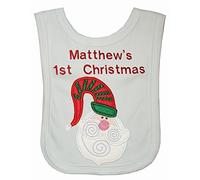 Whimsical Santa 1st Christmas Applique Bib (White)