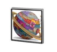 Whimsical Saturn Planet Newspaper Patches Unisex Brooches & Pins Square Lightweight Lapel Badge Jewelry for Clothing Shawl Hat