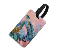 Whimsical Sea Turtle Swimming Luggage Tag Travel Bag Suitcase Baggage Name Tags