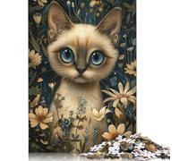 Whimsical Siamese Cat 500 Piece Puzzles for Adults 500 Piece Wooden Puzzles-Puzzle Hands-on Game-Family Decoration 500pcs (52x38cm)