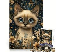 Whimsical Siamese Cat Jigsaw for Teenagers 1000 Pieces Cognitive Workout Leisure Pleasure No Rough Edges Art Xmas Gift (50x75cm)