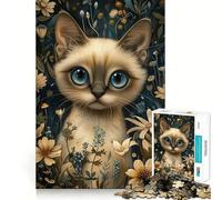 Whimsical Siamese Cat Jigsaw Puzzles 1000 Pieces Focus Boost Fun Laser Cut for Flawless Fit Bonding Activity for Loved Ones (50x75cm)