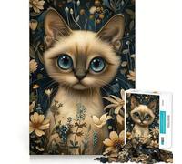 Whimsical Siamese Cat Jigsaw Puzzles 1000 Pieces Focus Boost Fun Laser Cut for Flawless Fit Bonding Activity for Loved Ones (38x26cm)