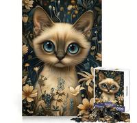 Whimsical Siamese Cat Jigsaw Puzzles 1000 Pieces for Adults Strategic Think Light Recreation Clean Cut Xmas Present (38x26cm)