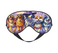 Whimsical Six Dogs Walking Cheerfully Sleep Mask Eye Mask with Adjustable Strap, Eye Sleep Shade Cover Blocks Light for Women Men Airplane Travel Nap Meditation