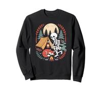 Whimsical skeleton hiker navigating the tall mountain trails Sweatshirt