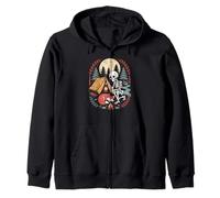 Whimsical skeleton hiker navigating the tall mountain trails Zip Hoodie