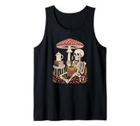 Whimsical Skeleton Holding a Coffee Cup by Woodland Ferns Tank Top