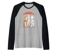 Whimsical Skeleton Orange Feline Wild Foraging Aesthetic Raglan Baseball Tee