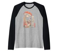 Whimsical Skeleton Playing Video Games Beneath a Mushroom Raglan Baseball Tee