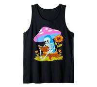 Whimsical Skeleton Reading Book Under Mushroom Tank Top