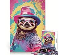 Whimsical Sloth Pastel Jigsaw 1000 Pieces for Adults Focus Enhance Casual Relaxation Smooth Cut Lovely Gift (50x75cm)