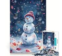 Whimsical Snowman in Winter Wonderland Adults Puzzles 1000 Piece Jigsaws Recall Skill Fun High Precision Die Cut Easy to Learn Family Enjoyment (50x75cm)