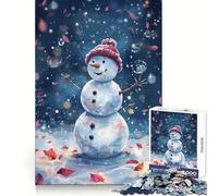 Whimsical Snowman in Winter Wonderland for Adults 1000 Piece Jigsaw Puzzle Boost Memory Tranquil Pastime Quality Cut Bday Surprise (50x75cm)