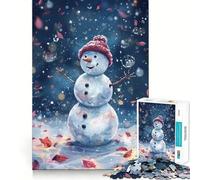 Whimsical Snowman in Winter Wonderland Jigsaw Puzzles for Adults 1000 Think Boost Game Precise Interlock Structure Easy to Learn Family Enjoyment (38x52cm)