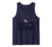 Whimsical Sparrow Bird Dream Fantasy Scene Stars & Moon Tank Top