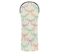 Whimsical Thin Polka Dot and Striped Ribbon Bow Pattern Golf Head Cover Set Headcover with Interchangeable No. Tags for Woods and Driver Fairway Hybrid